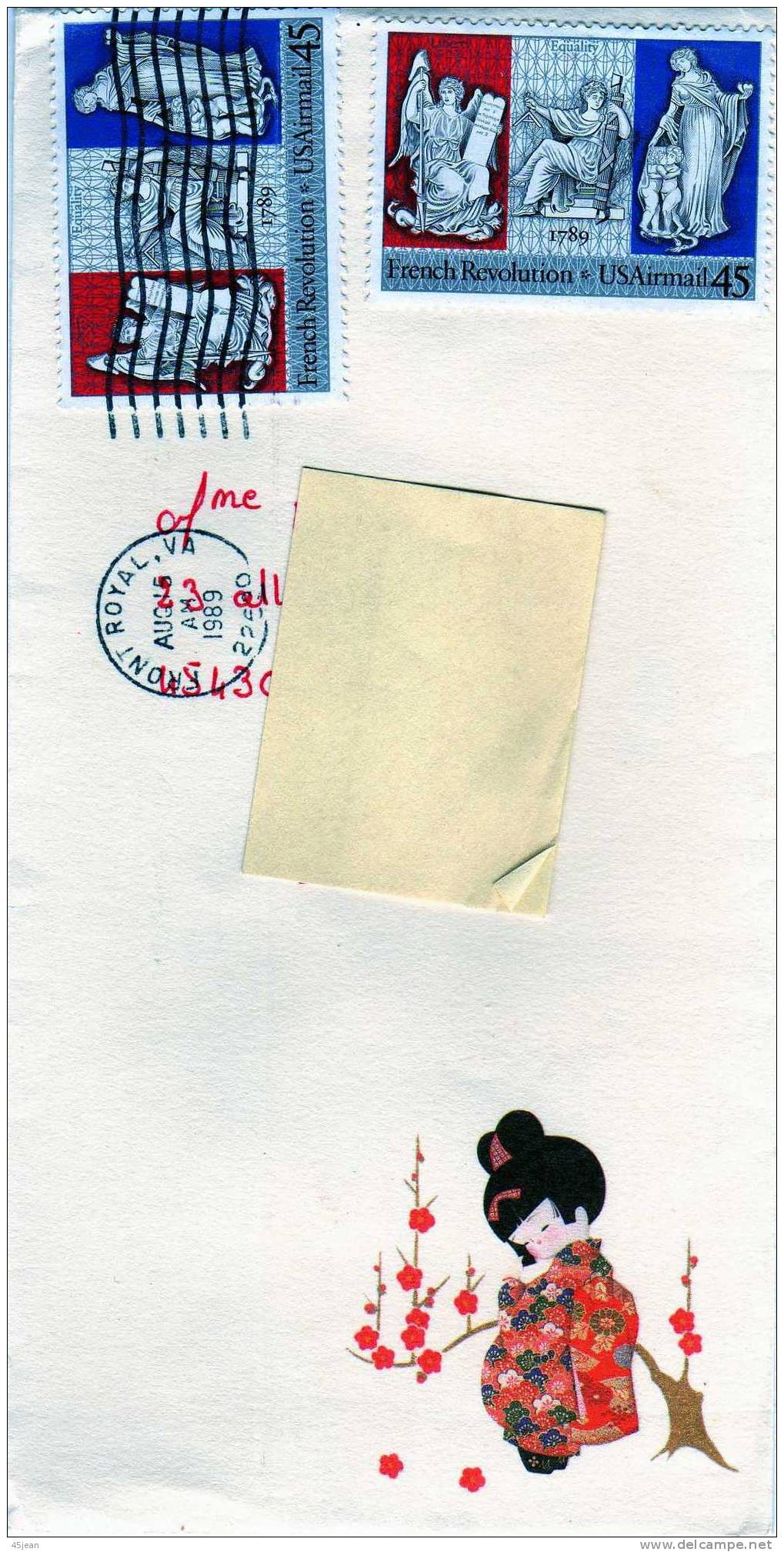 U.S.A: 1989 Très Belle Lettre Illustrée, Timbre Aériens "french Révolution" - Brieven En Documenten
