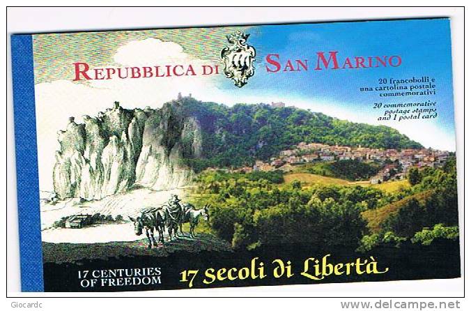 SAN MARINO - UNIF. L6 LIBRETTO   -  2000 17^ CENTENARIO FONDAZIONE REPUBBLICA  - NUOVI ** - Carnets