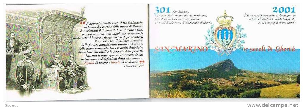 SAN MARINO - UNIF. L6 LIBRETTO   -  2000 17^ CENTENARIO FONDAZIONE REPUBBLICA  - NUOVI ** - Booklets