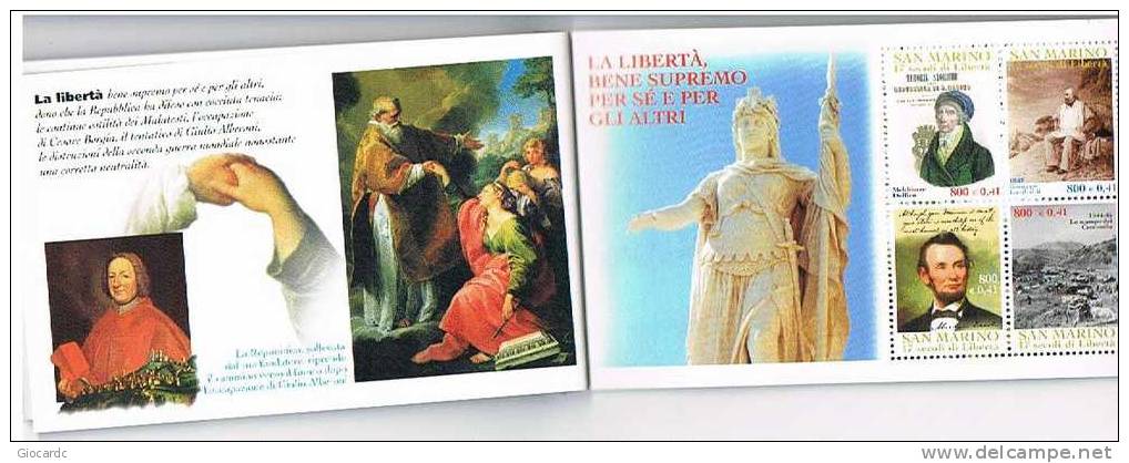 SAN MARINO - UNIF. L6 LIBRETTO   -  2000 17^ CENTENARIO FONDAZIONE REPUBBLICA  - NUOVI ** - Booklets