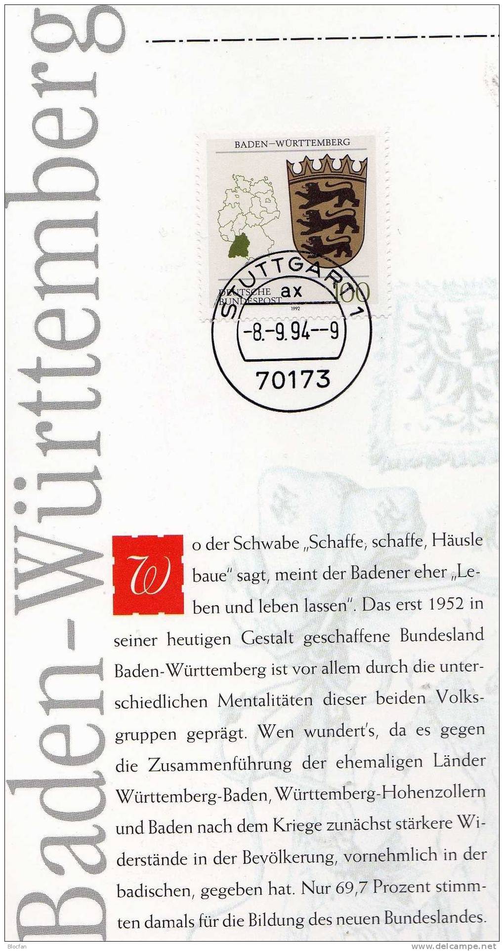 Wappen Geschenk-Buch Edition 1994 Deutschland BRD 1586/1 O 32€ Berlin Brandenburg Bremen NRW Hamburg Wap Book Of Germany - Enveloppes