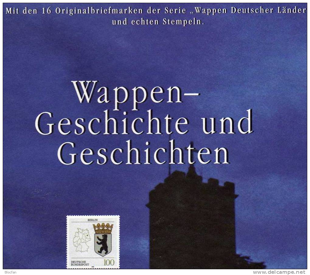 Wappen Geschenk-Buch Edition 1994 Deutschland BRD 1586/1 O 32€ Berlin Brandenburg Bremen NRW Hamburg Wap Book Of Germany - Enveloppes