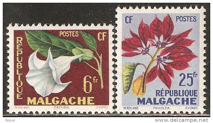 Madagascar 1959 Mi# 440-441 ** MNH - Flowers - Neufs