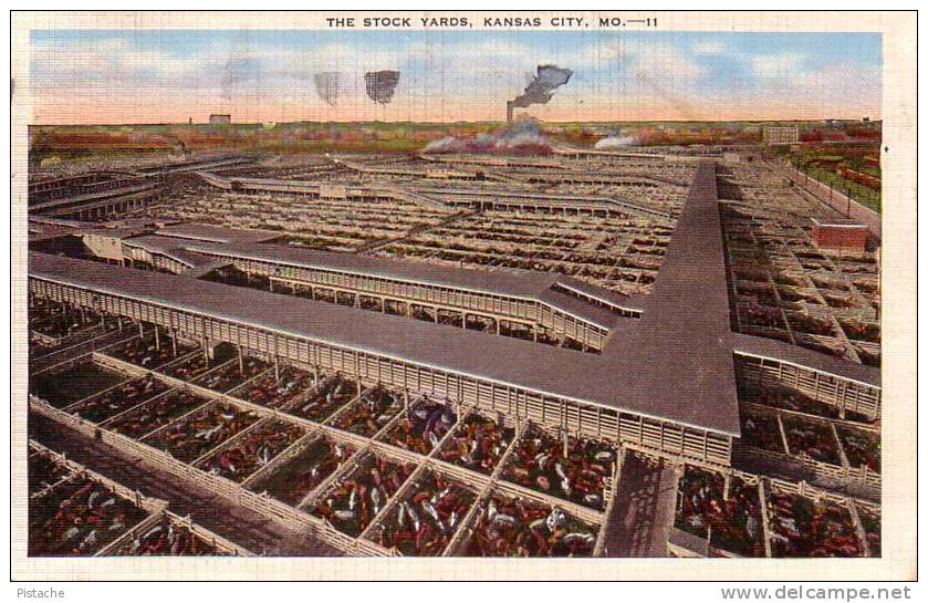 Kansas City - Stock Yards Cattle Animals - Travelled In 1943 - Otros & Sin Clasificación