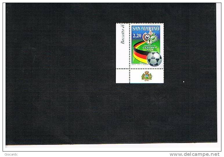 SAN MARINO - UNIF. 2102  -   2006  CAMPIONATO MONDIALE DI CALCIO, IN GERMANIA   -  NUOVI ** - Unused Stamps