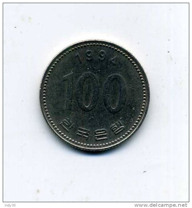 - MONNAIE COREE DU SUD . 100 W. 1994 - Korea (Zuid)