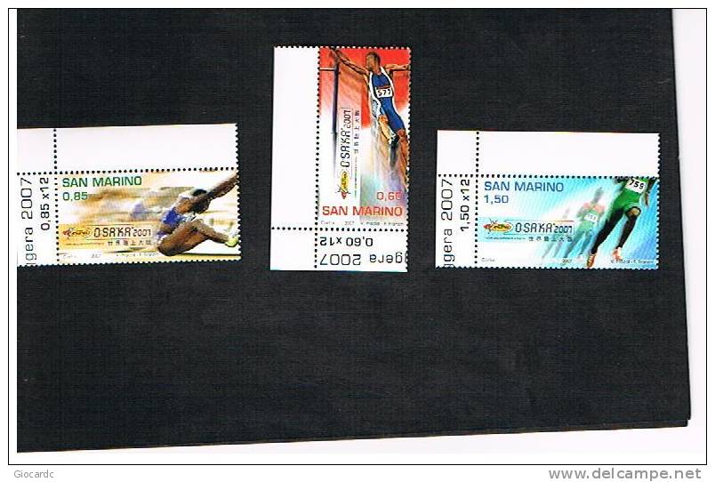 SAN MARINO - UNIF. 2142.2144 -    2007  11^ EDIZIONE MONDIALI DI ATLETICA LEGGERA, A OSAKA     -  NUOVI ** - Unused Stamps
