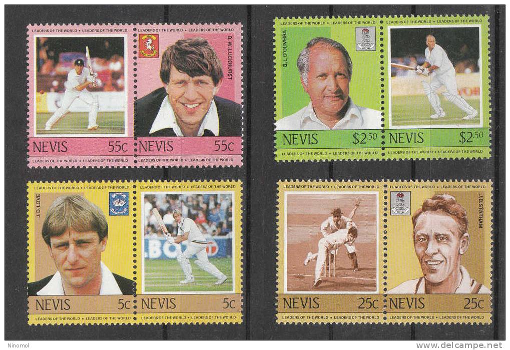 Nevis  - 1984.  Campioni Di Cricket.  Serie Completa Cricket  Champions.  Complete Set.  MNH - Cricket