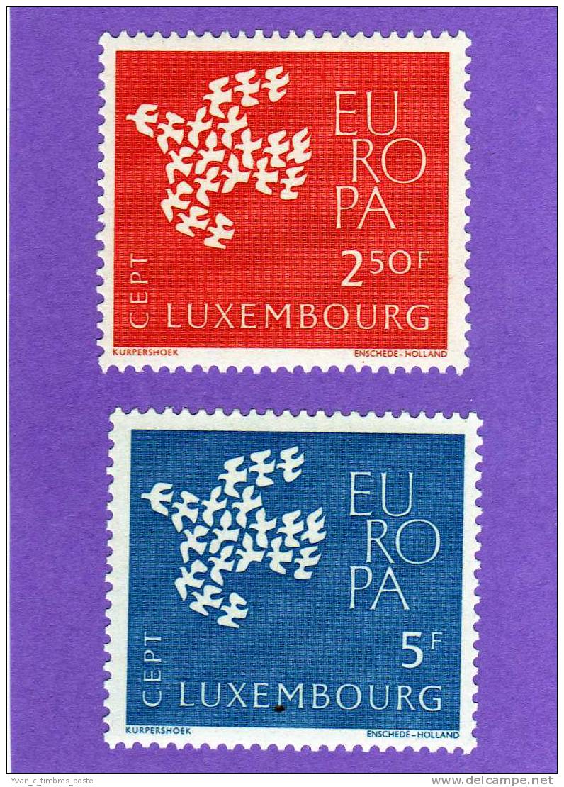 LUXEMBOURG TIMBRE N° 601 A 602 NEUFS EUROPA 1961 - Ungebraucht