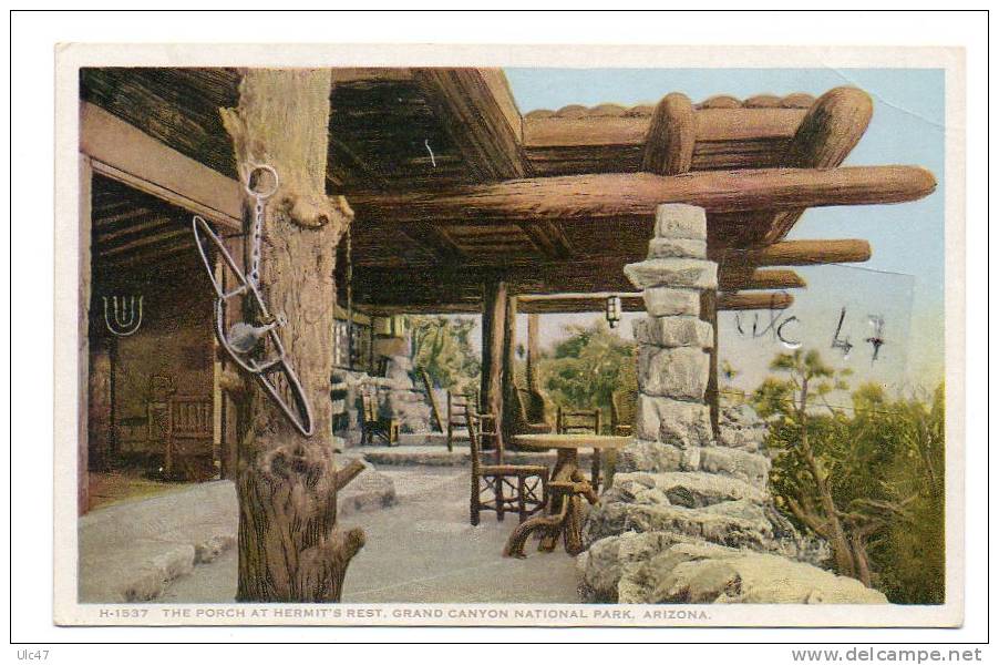 THE PORCH AT HERMIT'S REST. GRAND CANION NATIONALPARK, ARIZONA. - Scan Verso - - Grand Canyon