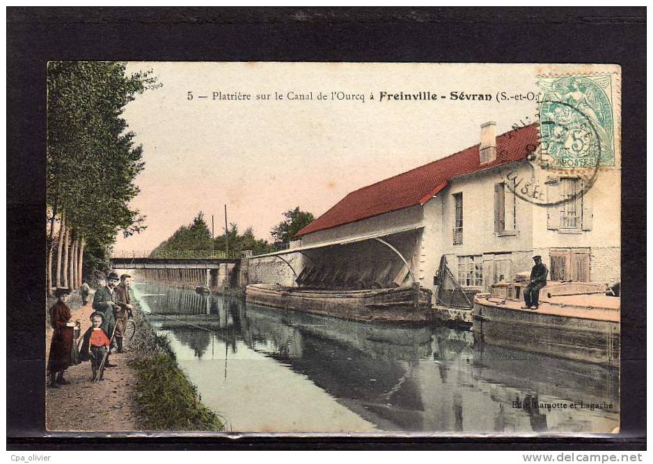 93 FREINVILLE SEVRAN Canal De L'Ourcq, Usine, Platrière, Péniche, Colorisée, Ed Lamotte 5, 1906 - Sevran