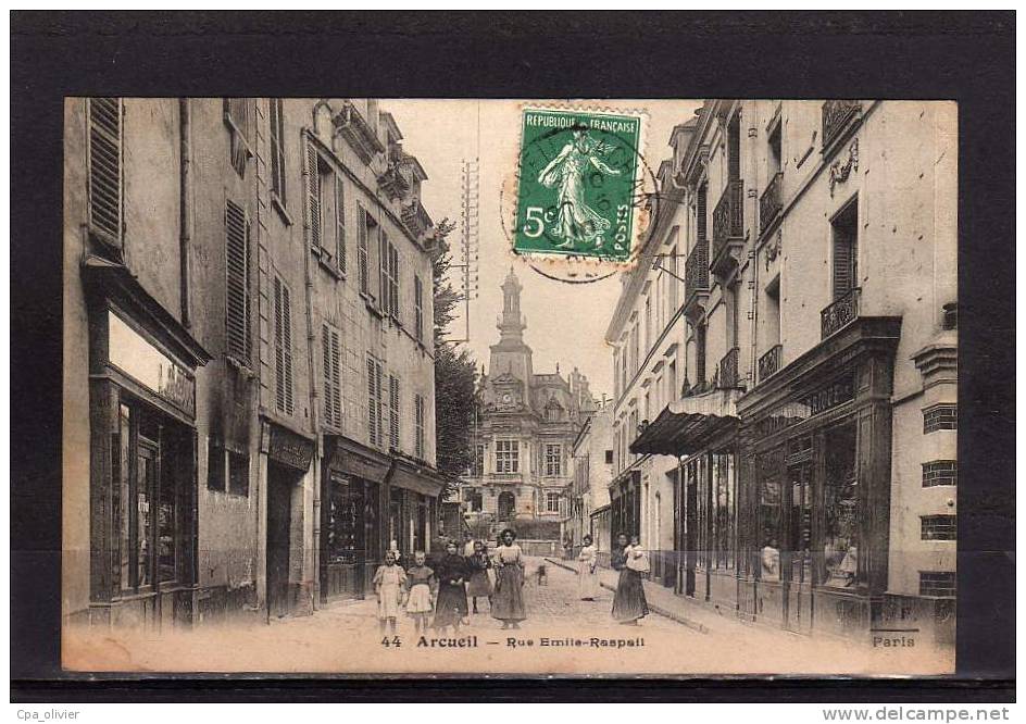 94 ARCUEIL Rue Emile Raspail, Commerces, Ed Fleury FF 44, 1910 - Arcueil