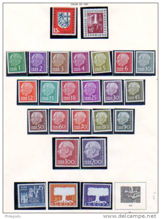 Rattachement à La RFA, Président Heuss, Europa, Ville De Merzig, Foire, 361 / 385** Cote 32,65 €, - Unused Stamps