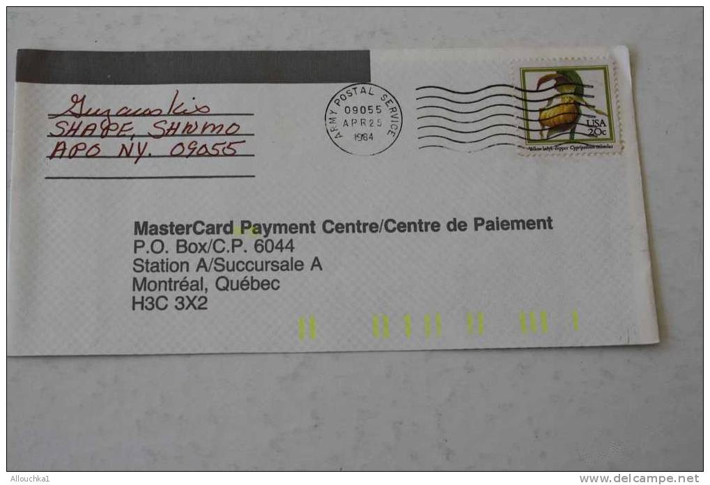 LETRRE LETTER MARCOPHILIA ARMY POSTAL SERVICE -MASTER CARD à MONTREAL QUEBEC - Storia Postale