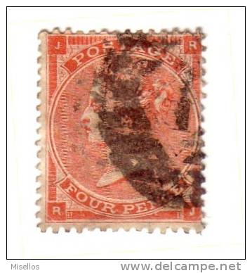 1862 Nº 25 Rojo 4p. Plancha 3 Obl. 1 Diamante. JRRJ  . - Used Stamps