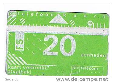 OLANDA (NEDERLAND - NETHERLANDS) PTT TELECOM  L & G  1989 20 CODE 910B -  USED  - RIF. 4893 - Publiques