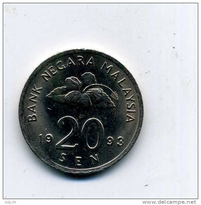 - MONNAIE MALAYSIE . 20 S. 1993 - Maleisië