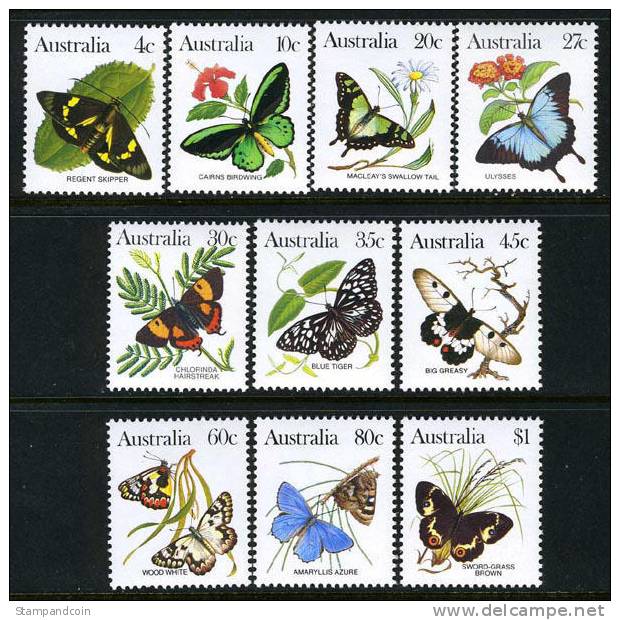 Australia #872-80 Mint Never Hinged Butterflies Set From 1983 - Mint Stamps