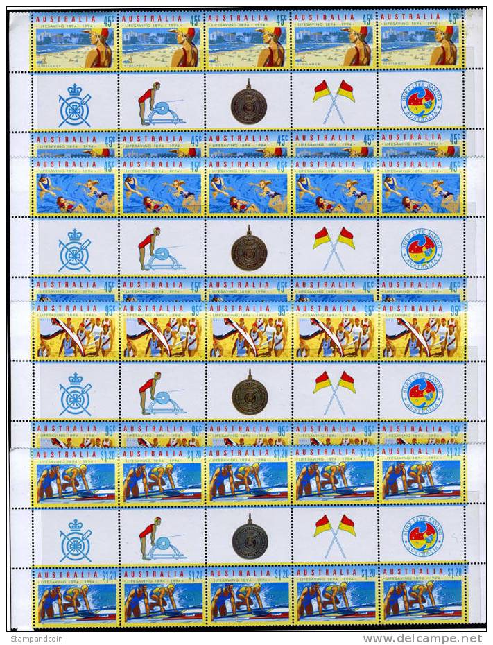 Australia #1361-64 Mint Never Hinged Gutter Life Saving Set From 1994 - Nuevos