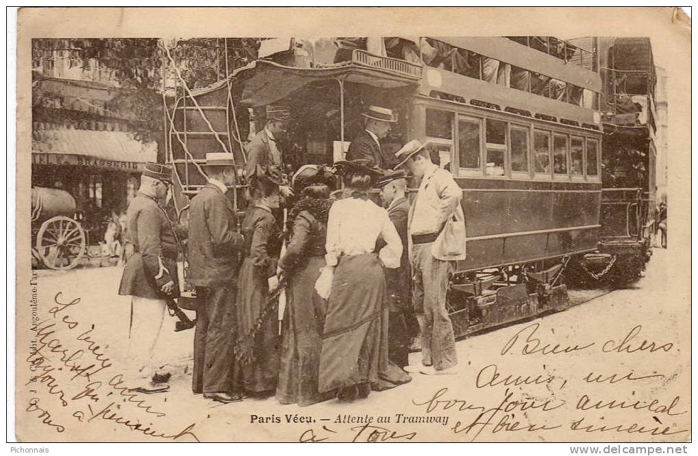 75 PARIS Paris Vécu  Attente Au Tramway  Animé - Public Transport (surface)