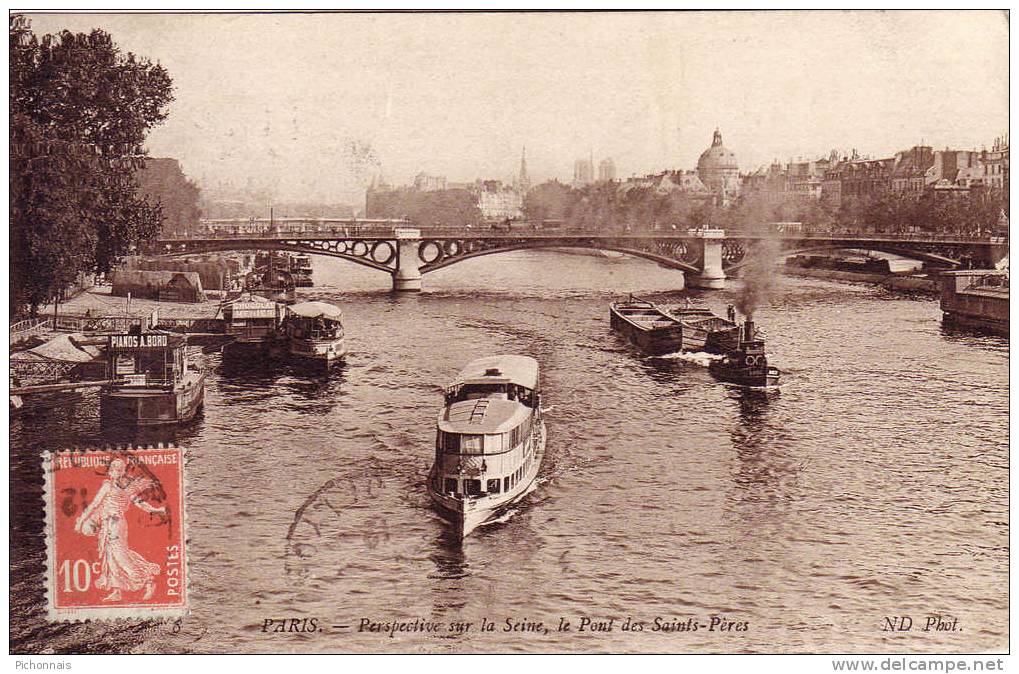75  PARIS Perspective Sur La  Seine Pont Saints Pères Bateau - La Seine Et Ses Bords