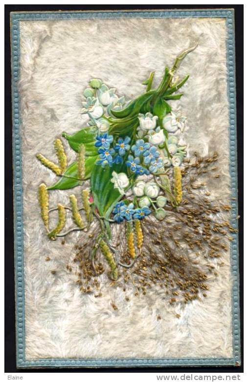 Heavily Embossed With Real Flowers - Fabric Background - Other & Unclassified