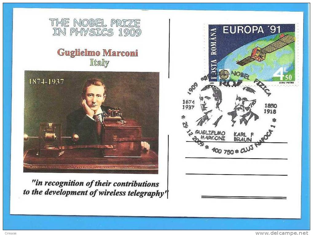 ROMANIA 2009 Postcard  Nobel Prize. Marconi - Physique