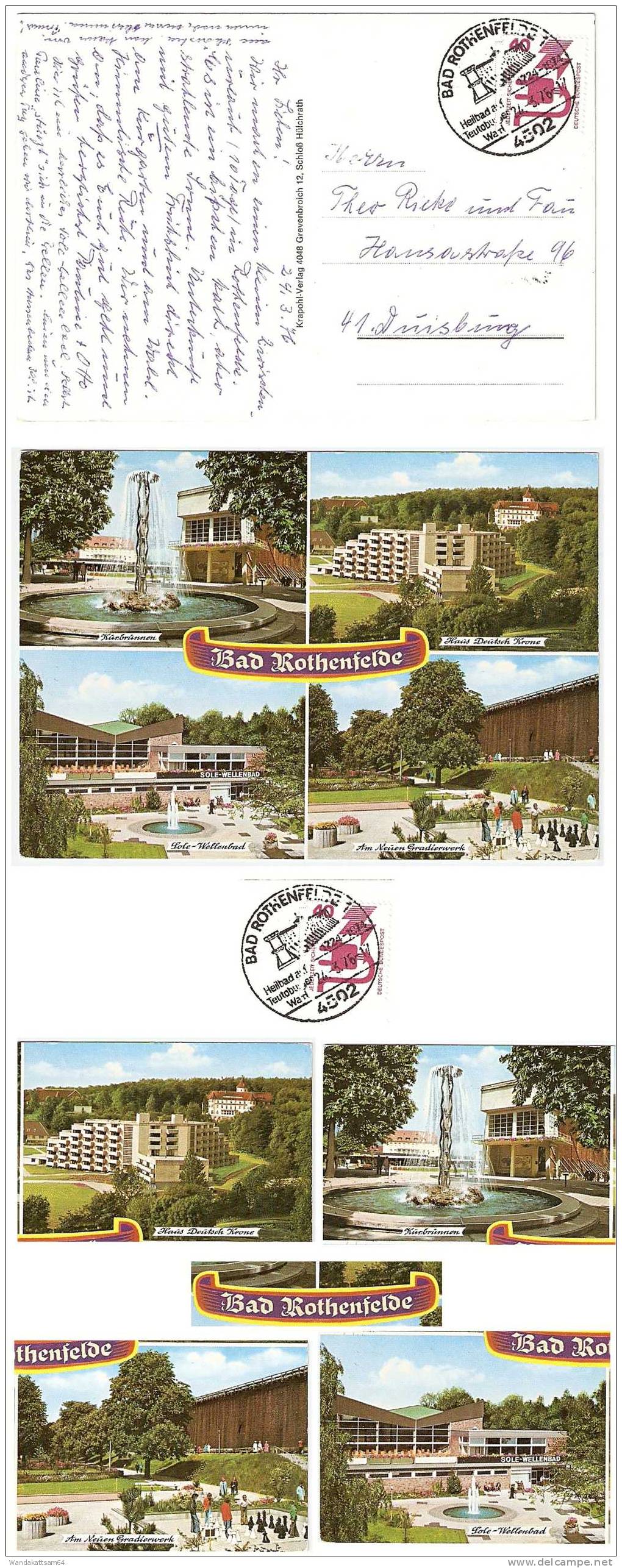 AK Bad Rothenfelde Mehrbild 4 Bilder Schach Gradierwerk 24.-3.76-17 4502 BAD ROTHENFELDE 1 1724-1974 Heilbad Am Teutobu - Bad Rothenfelde