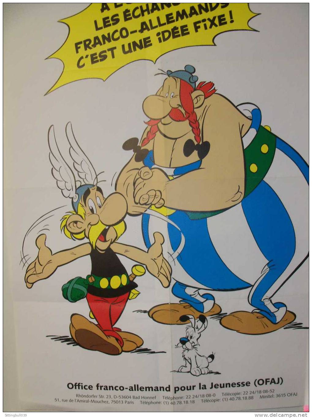 ASTERIX à L' O.F.A.J.. AFFICHE PUB Pour Les échanges Franco-Allemands. 1995. En Français. Les Ed A-R / G-U. RARE ! - Affiches & Offsets