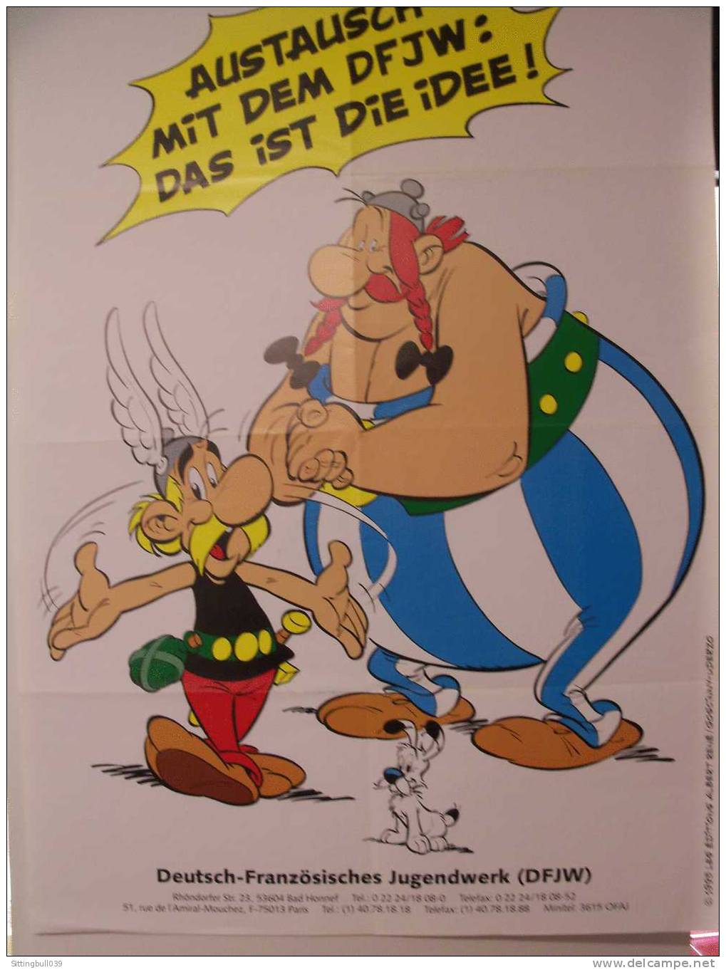 ASTERIX à L´ O.F.A.J.. AFFICHE PUB Pour Les échanges Franco-Allemands. 1995. En Allemand. Les Ed A-R / G-U. RARE ! - Plakate & Offsets