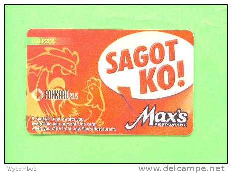 PHILIPPINES - Chip Phonecard/Max's Restaurant - Filippine