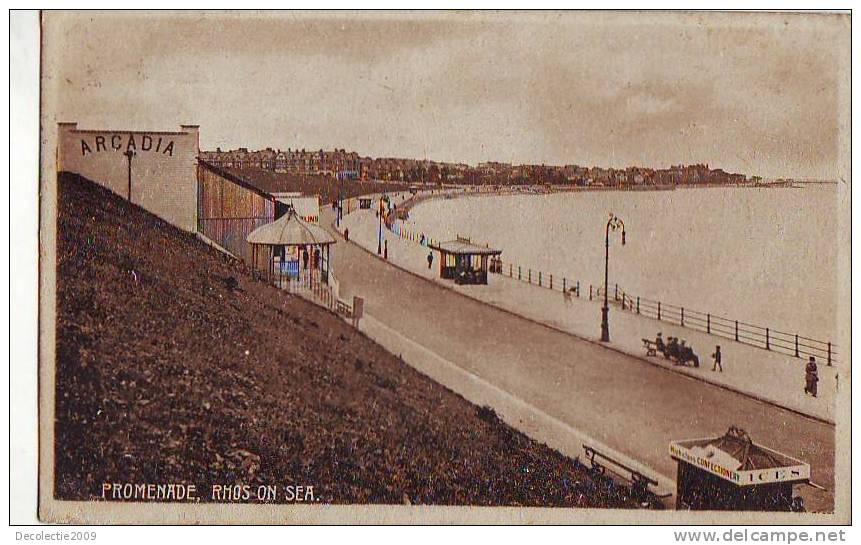 Z7125 England Promenade Rhos On Sea Promenade Used 1917 Perfect Shape - Cardiganshire