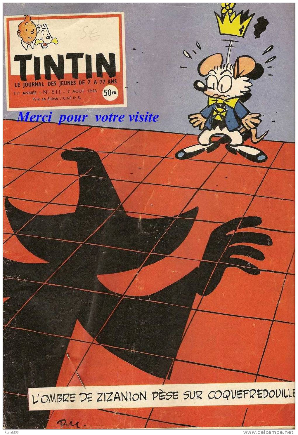 Revue BD TINTIN ( Et Milou ) L´ombre De Zizanion Pèse Sur Coquefredouille  ( Pub Voiture Aronde , Art Tankers ) - Hergé