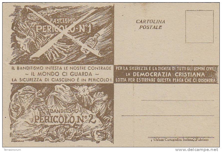 $3-0504 - POLITICA DEMOCRAZIA CRISTINA CARTOLINA ANNI '40 - F.G. NON VIAGGIATA - Partis Politiques & élections