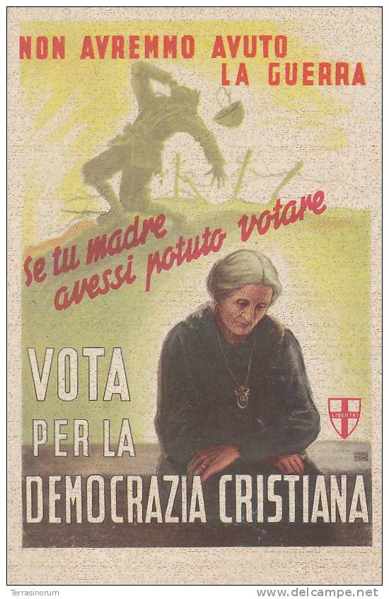 $3-0505 - POLITICA DEMOCRAZIA CRISTINA CARTOLINA ANNI '40 - F.P. NON VIAGGIATA - Partis Politiques & élections