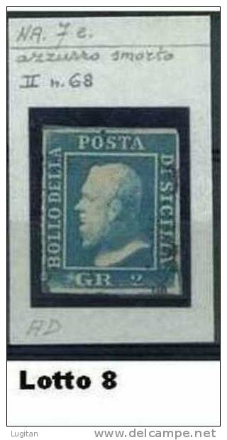 Regno Delle Due Sicilie -  Lotto 8 Anno: 1859 Usato - #  7 E - Azzurro Smorto (NA) - Prezzo Veramente Eccezionale - Sicilië