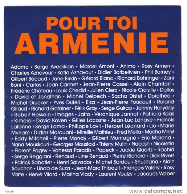 45T Pour Toi Arménie Participation De  Chanteurs  Au Profit D'Oeuvre Humanitaire Aznavour Adamo..BE - Verzameluitgaven