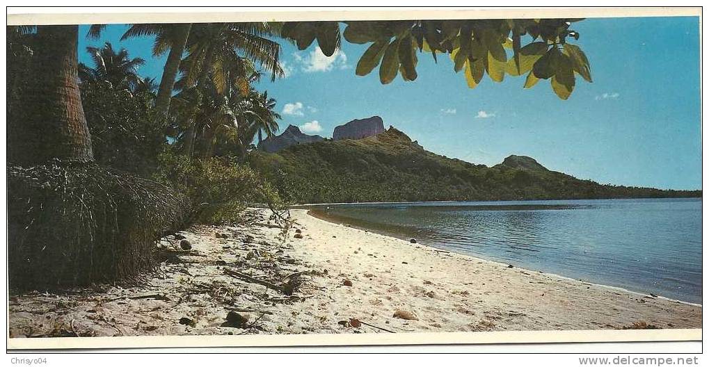 10dto  TAHITI CARTE DE VOEUX PANORAMIQUE DOUBLE PLAGE DE MATIRA - Tahiti