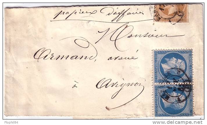 EMPIRE-PAPIERS D'AFFAIRES-MARSEILLE 19-11-1862/ BANDE N°22 EN PAIRE + N°13 DEFECTUEUX - 1849-1876: Classic Period