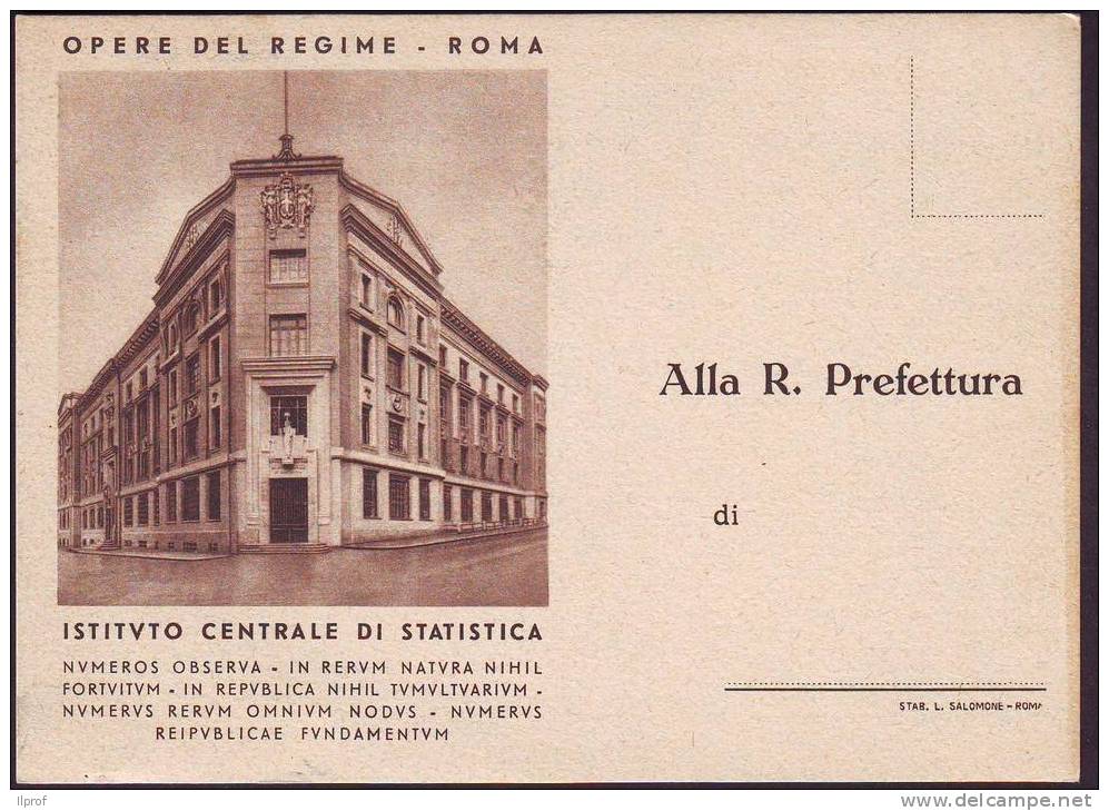 Fascismo, Cartolina Per Statistica Sulla Popolazione Anno 1942 - Ohne Zuordnung