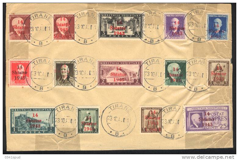 1943  Albania Yvert 289/302 Amministrazione Italia Soprastampa 14 Shtator  Su Foglietto - Ocu. Alemana: Albania