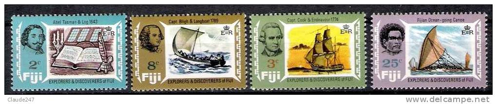 Fiji 1970 Explorers And Discovers-Esploratori (Tasman-Cook-Bligh) New - MNH Serie Nuova Illinguellata - Fidji (...-1970)