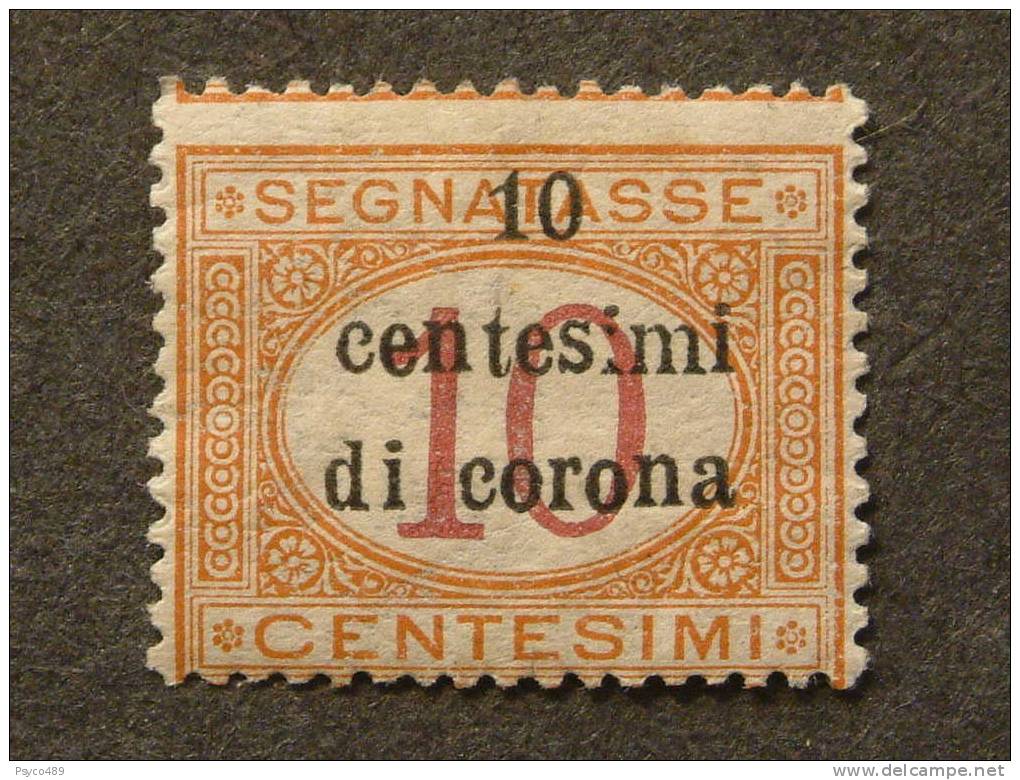 ITALIA Trento E Trieste -1919- "Segnatasse Sopr." C. 10 Su 10 MH* (descrizione) - Trento & Trieste