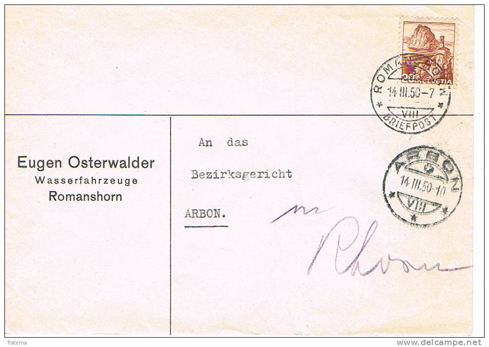 Carta, ROMANSHORN  1950 ,  (Suiza) , Cover, Lettre, Letter - Covers & Documents