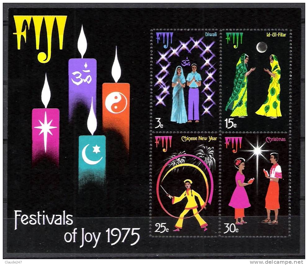 Fiji 1975 Miniature Sheet Festival Of Joy -Festival Foglietto - New - MNH - Nuovo Illinguellato - Fidschi-Inseln (...-1970)