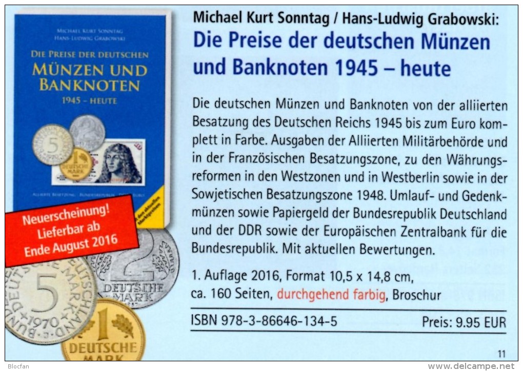 D Ab 1945 Deutschland 2016 Neu 10€ Noten Münzen AM- BI- Franz.-Zone SBZ DDR Berlin BUND EURO Coins Catalogue BRD Germany - To Identify