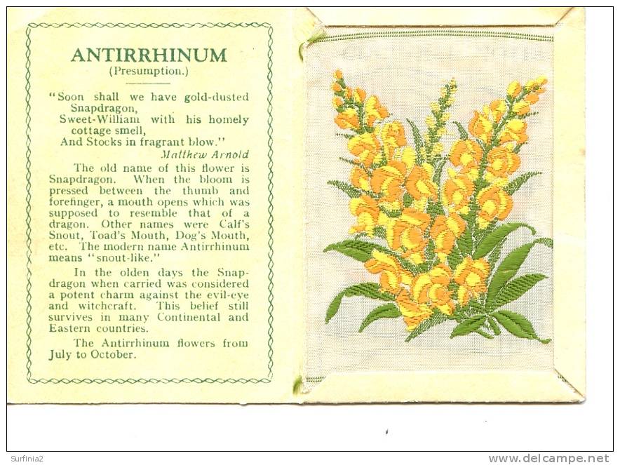 CIGARETTE CARDS - WIX - KENSITAS SILK FLOWERS - LARGE SIZE - ANTIRRHINUM 1934 - Other Brands