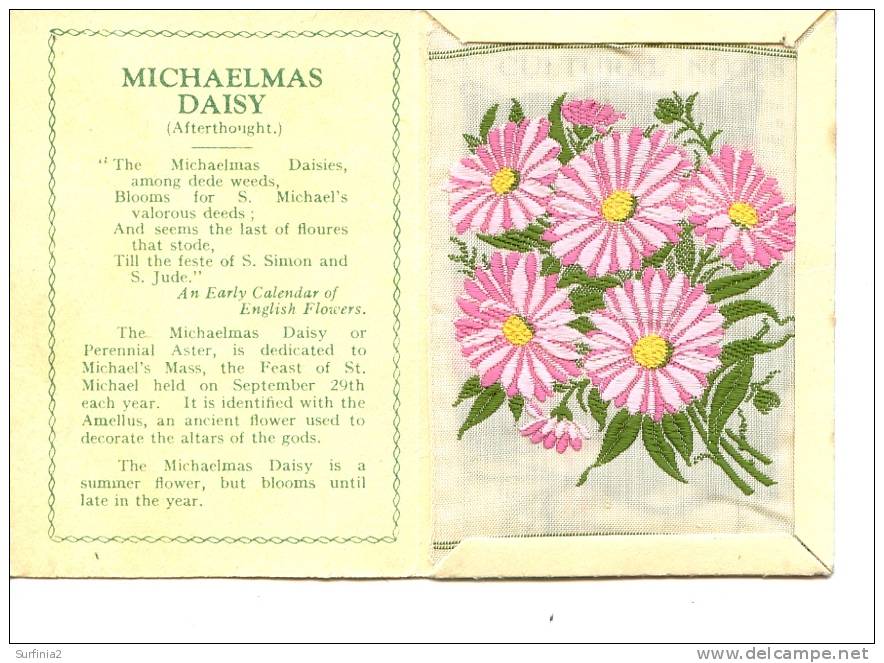 CIGARETTE CARDS - WIX - KENSITAS SILK FLOWERS - LARGE SIZE - MICHAELMAS DAISY 1934 - Autres Marques