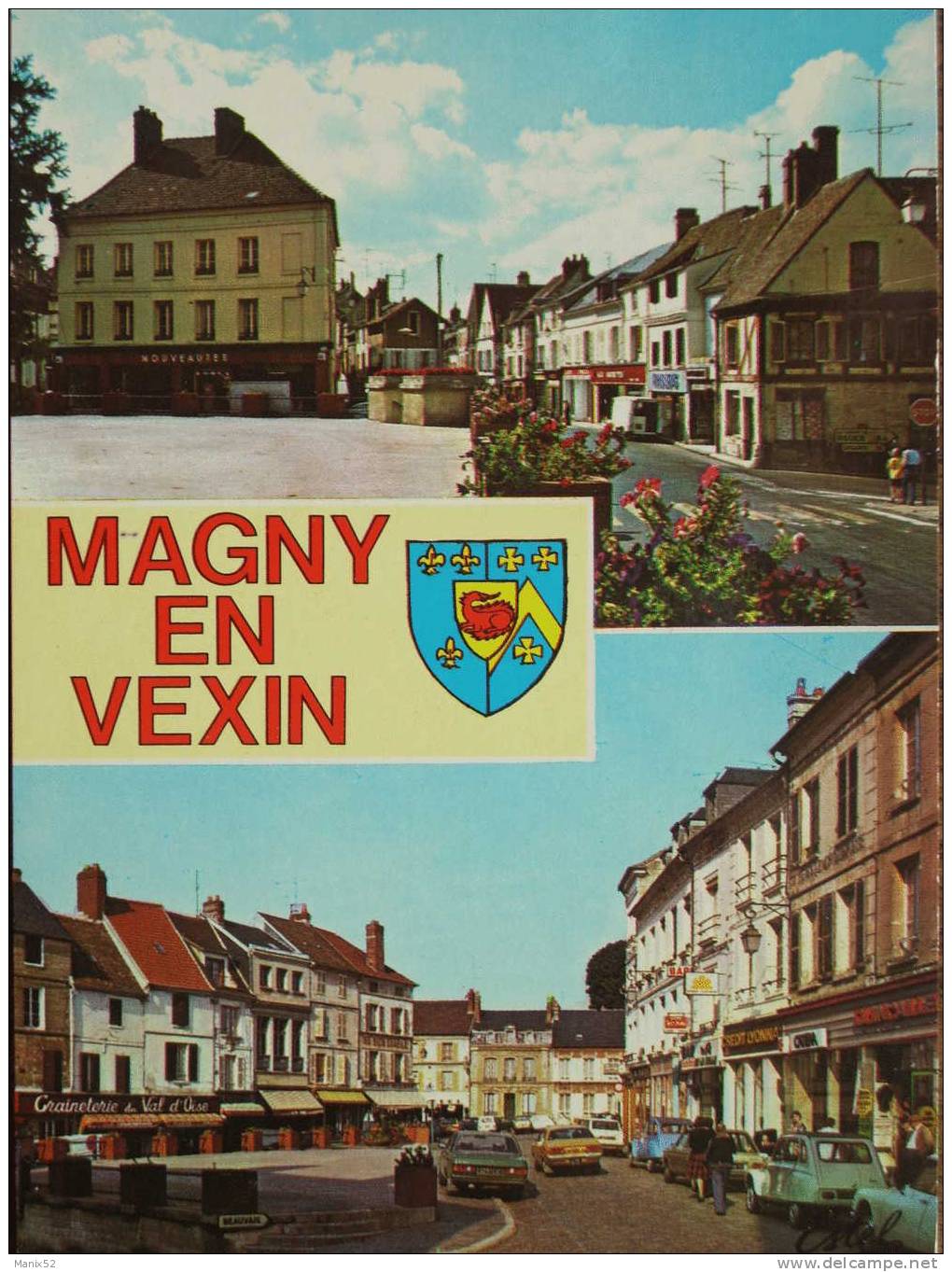 95 - MAGNY En VEXIN - Place De La Halle. (Multivues Avec Blason) - Magny En Vexin