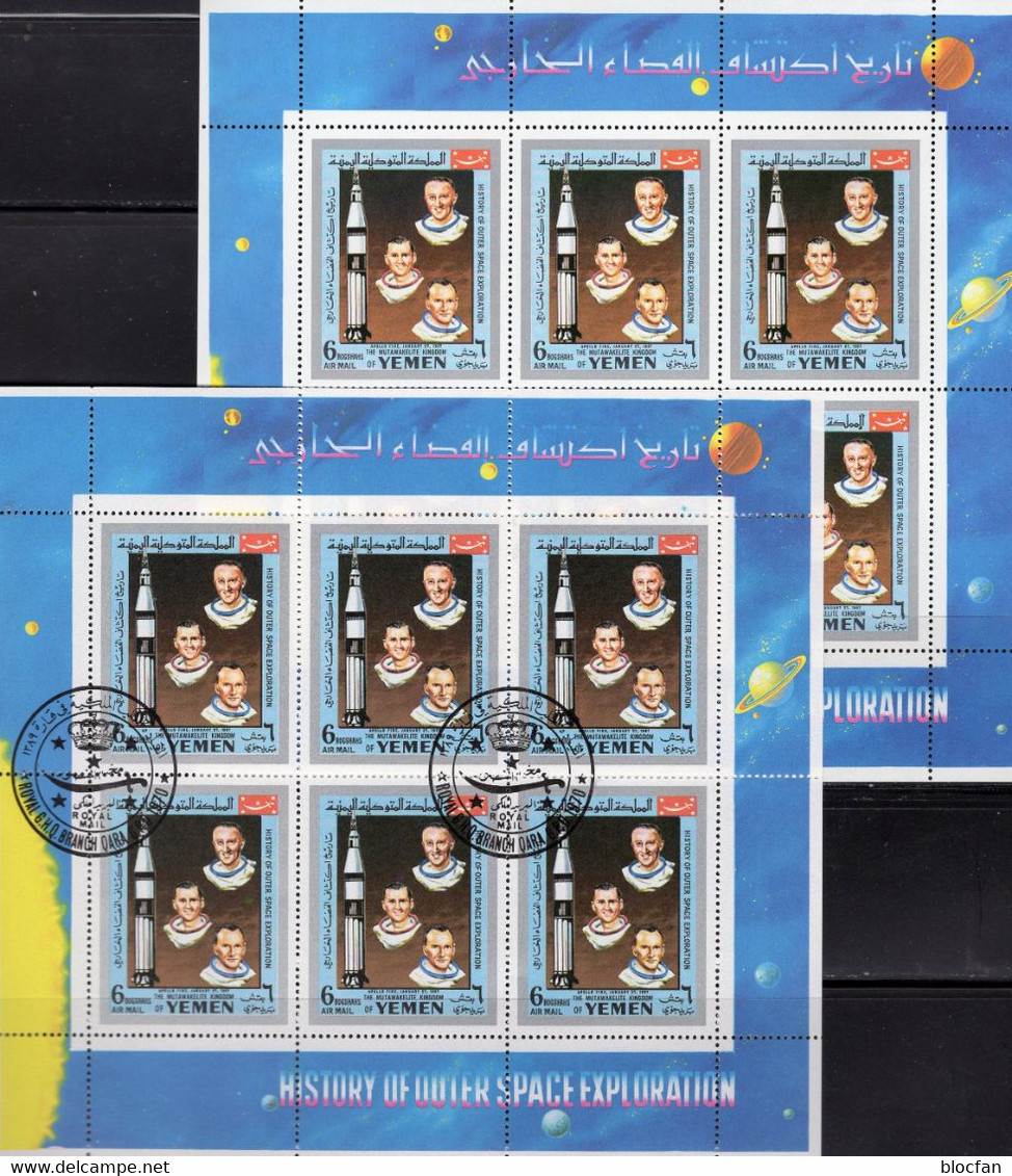 Astronauten 1967 Yemen 878A Kleinbogen **/o 12€ Brand In Apollo Sheets Hoja Sheetlets S/s History Space Exploration - Yémen